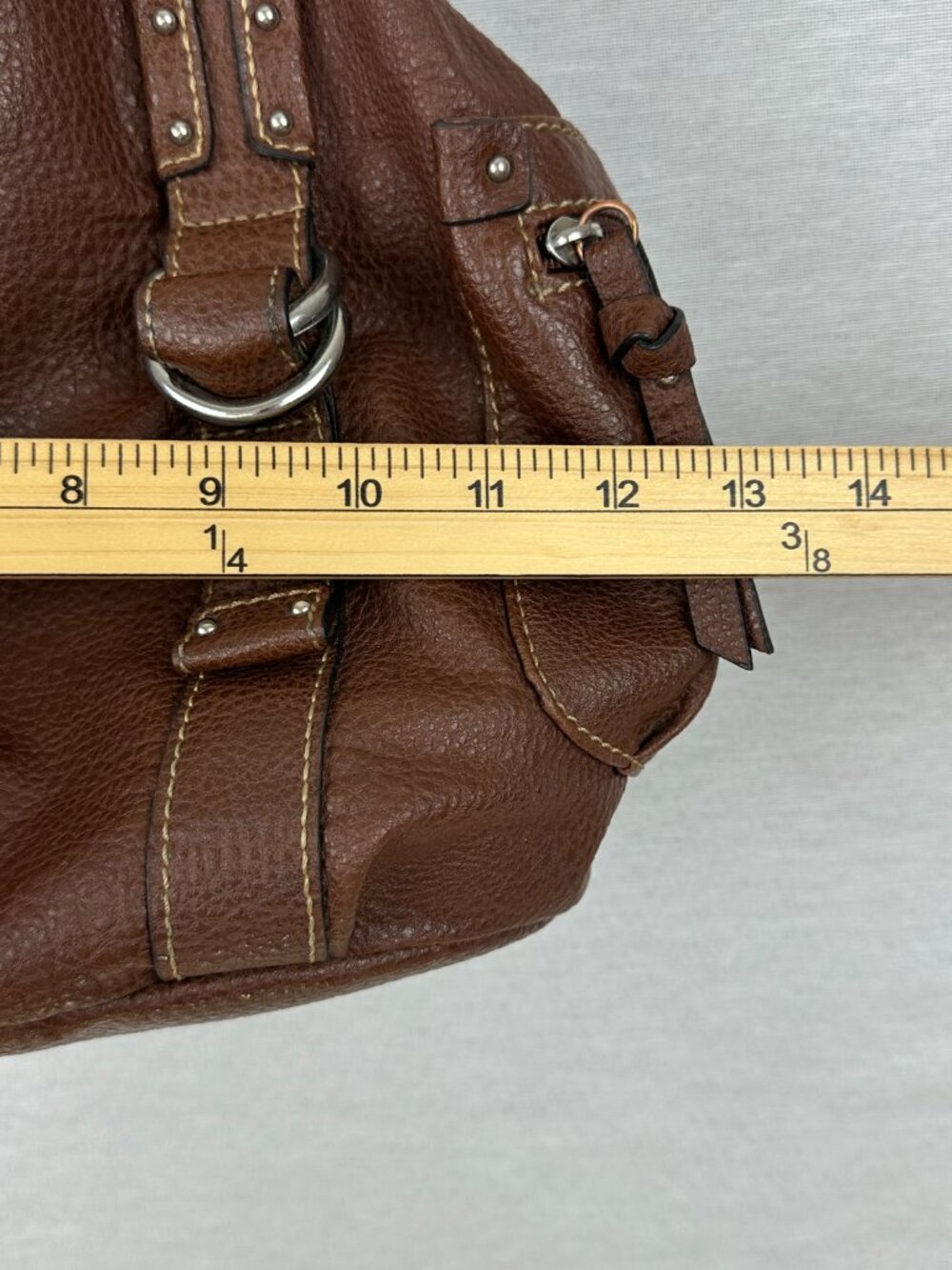 ST. JOHN'S BAY BROWN FAUX LEATHER HOBO SHOULDER BAG ZIPERED POCKETS - Picture 9 of 12
